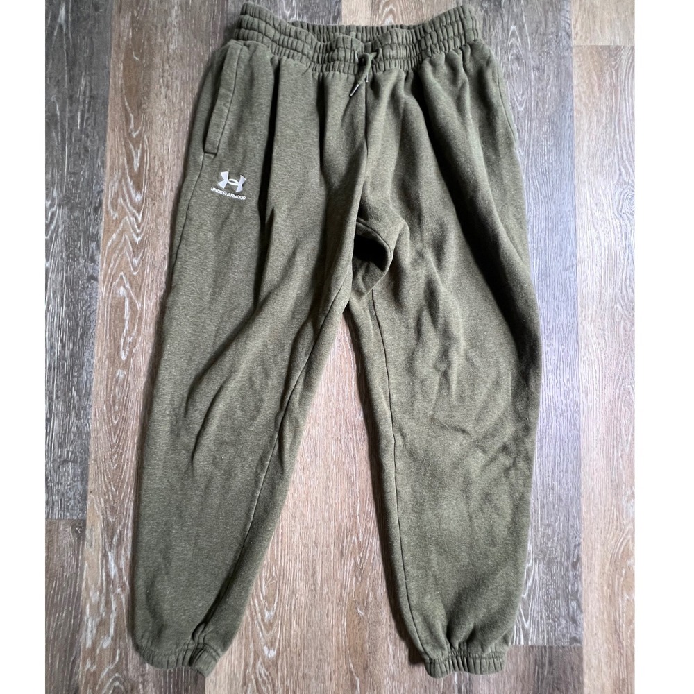 Under Armour Rival Fleece Joggers Mens Large Olive Green Tapered Sweatpants